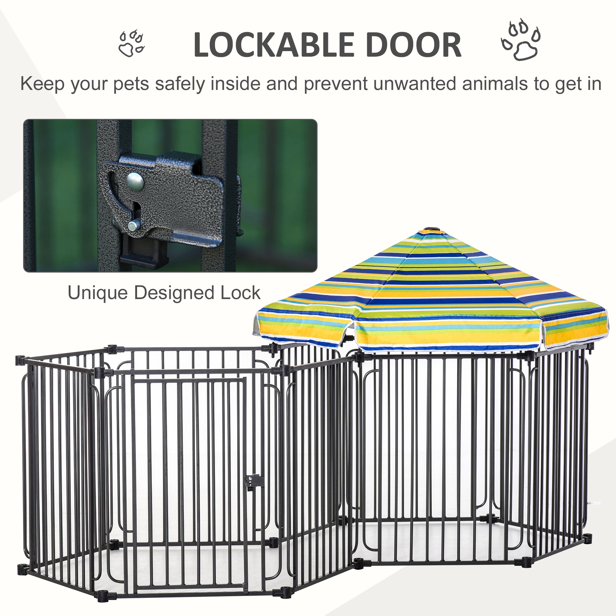 Dog Playpen with Door & Removable Cover for Small & Most Medium Sized Dogs Indoor & Outdoor Use, 47