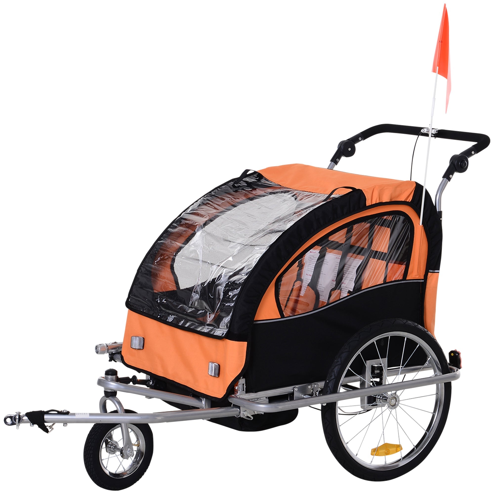 Elite 360 Swivel Bike Trailer for Kids Double Child Two-Wheel Bicycle Cargo Trailer With 2 Security Harnesses, Orange