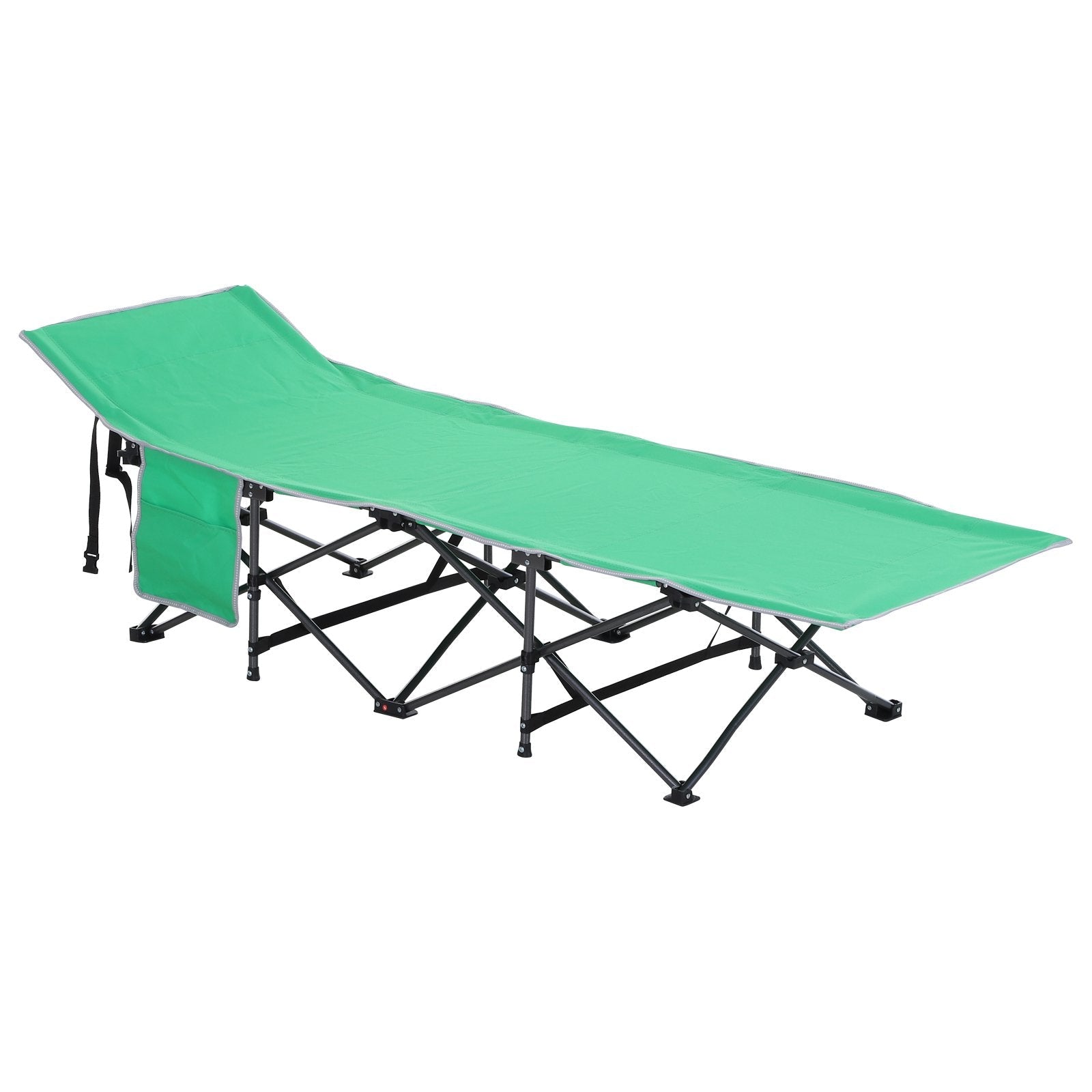 Folding Camping Cots for Adults with Carry Bags, Side Pockets, Outdoor Portable Sleeping Bed for Travel Camp Vocation, Green