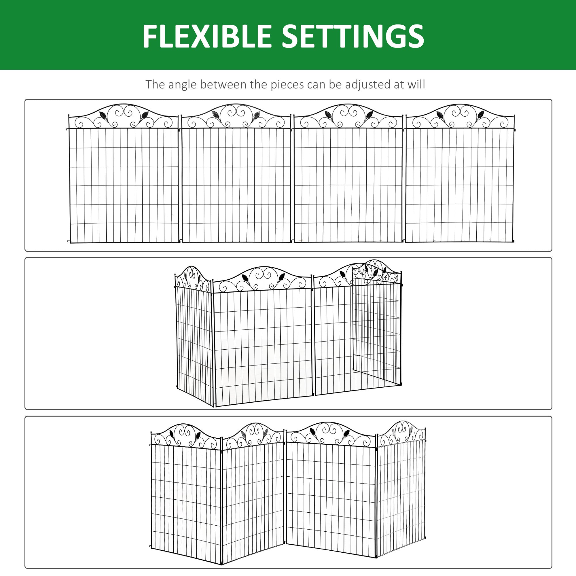 Garden Decorative Privacy Fence 4 Panels 44in x 12ft Steel