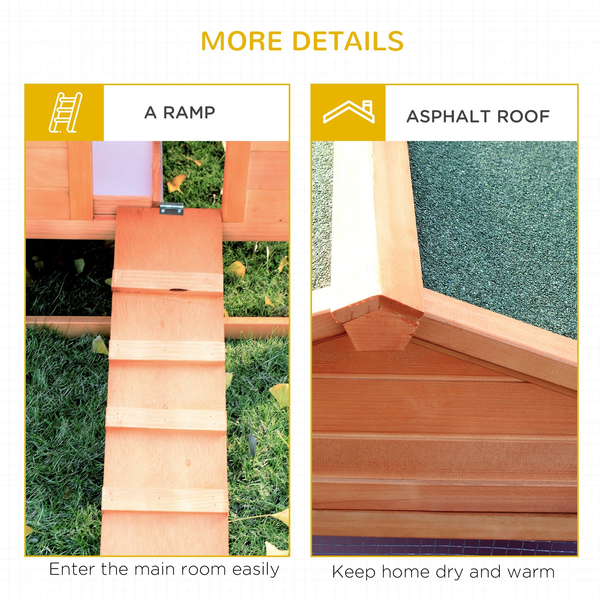 PawHut 2-Story Large Wooden Rabbit Hutch Pet House with Ramps, Lockable Doors, Run Area and Asphalt Roof for Outdoor Use