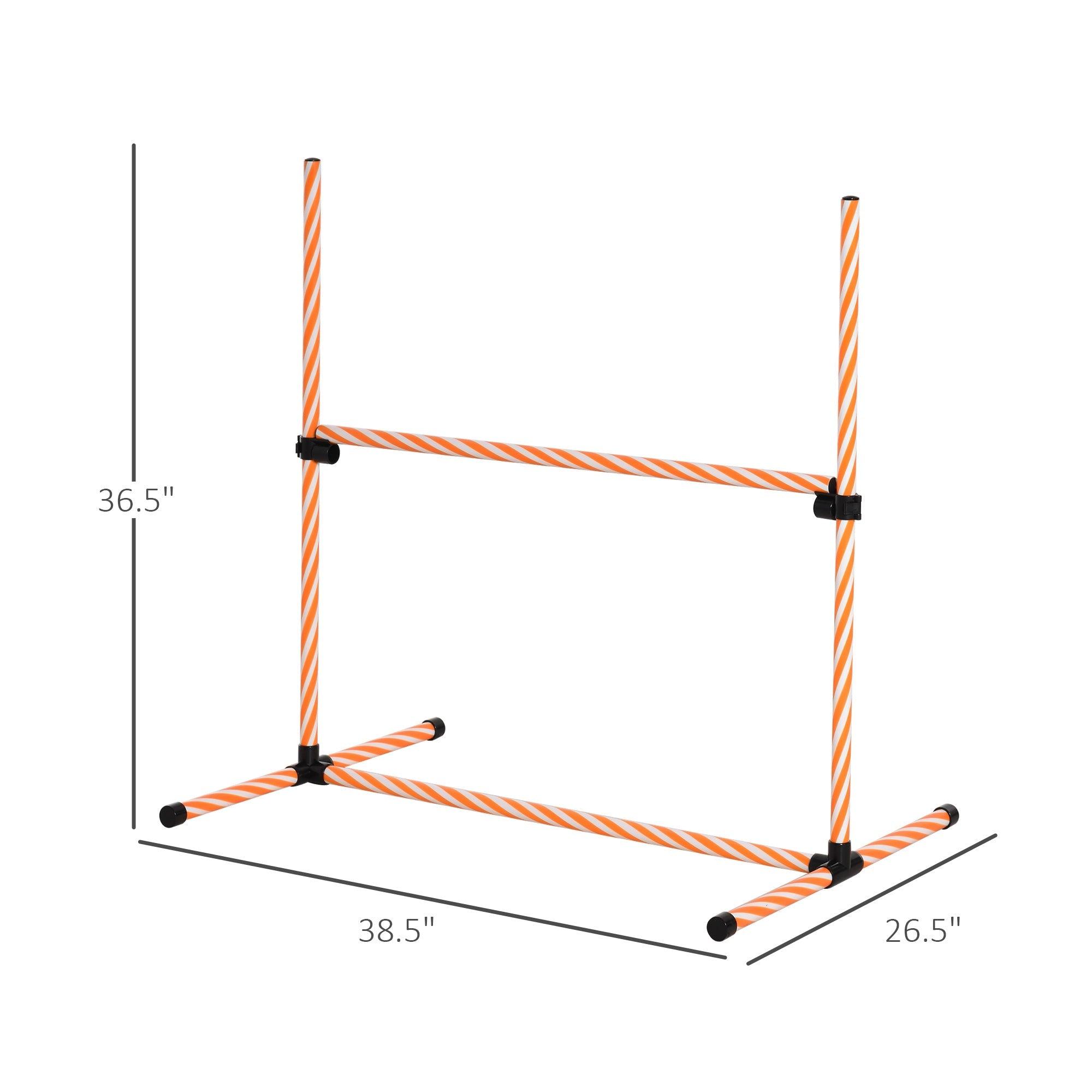 PawHut 6 Piece Dog Agility Starter Kit Speed and Agility Equipment High Jump Hurdle Bar Set with Adjustable Height Carry Bag Whistle Orange