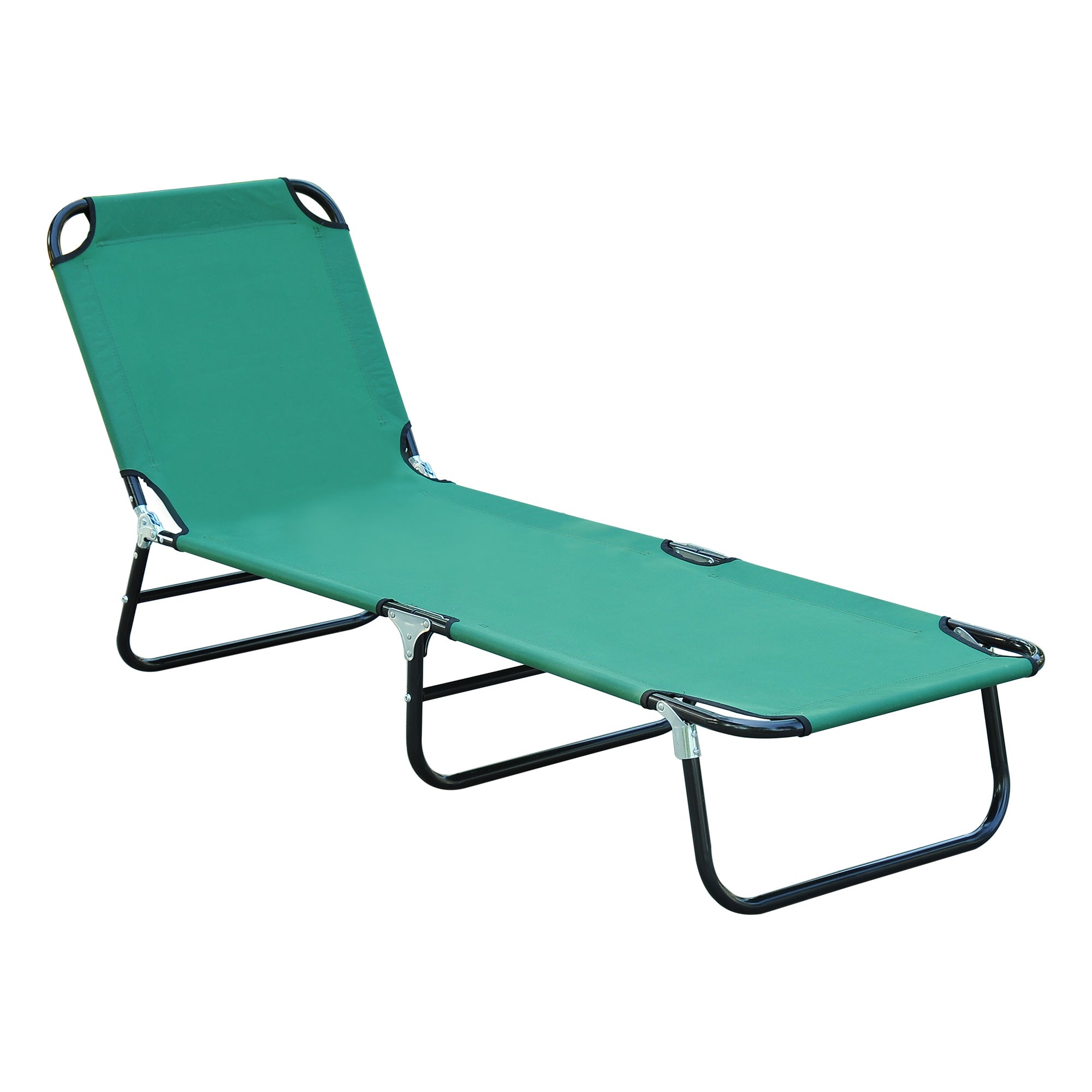 Portable Outdoor Patio Lounge Chair, Lightweight Folding Sun Chaise Lounger w/ 5-Position Adjustable Backrest for Beach, Poolside, Green