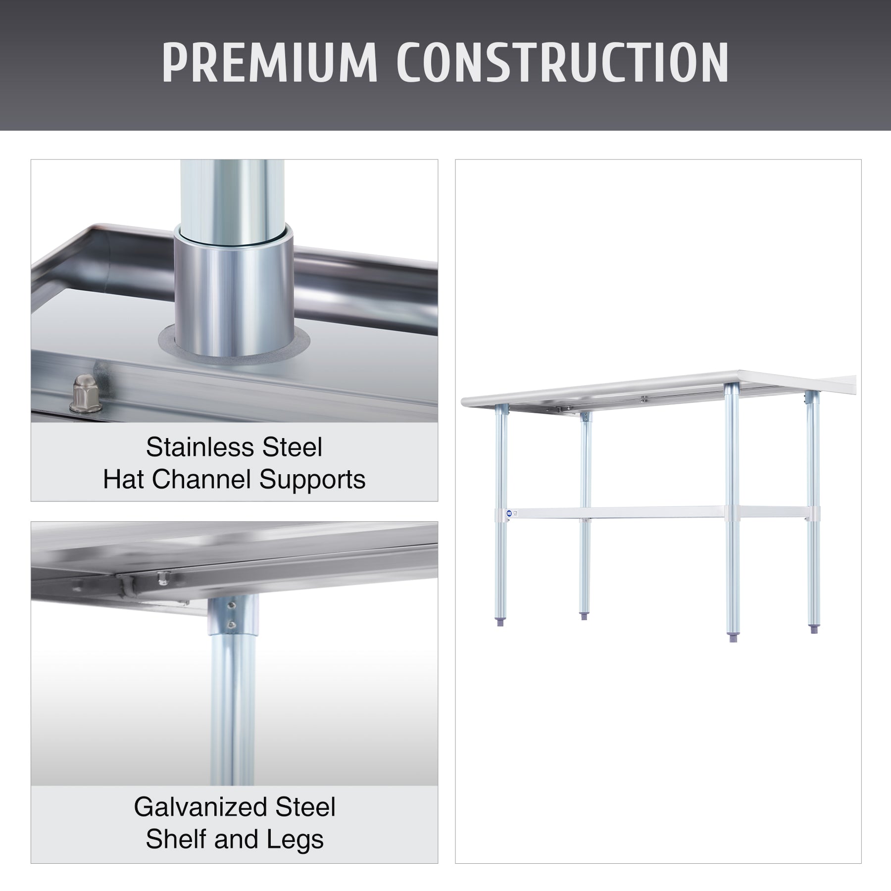 Stainless Steel Commercial Work Table with Back Splash- 48