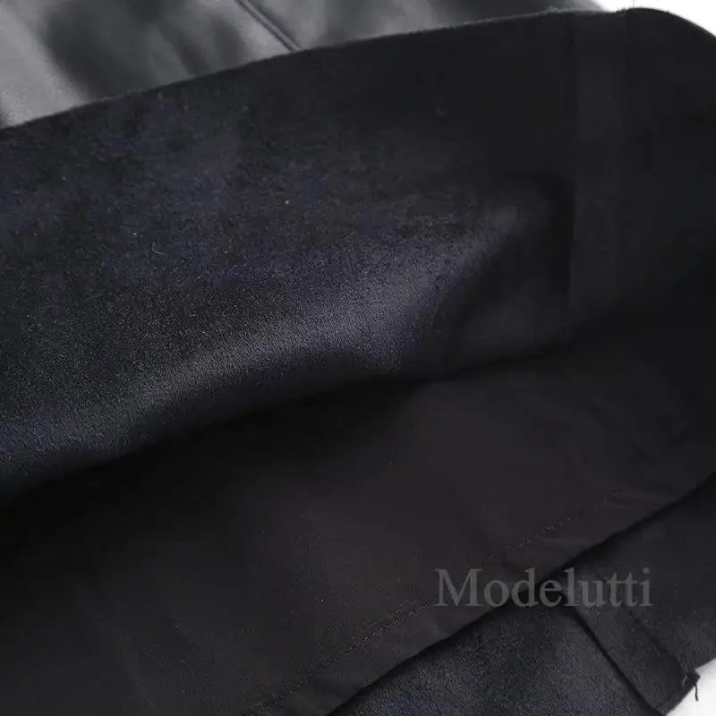 Modelutti 2023 New Spring Summer Fashion Leather Skirt Belt Women Black Solid Color Slim Simple All-match Casual Bottoms Female