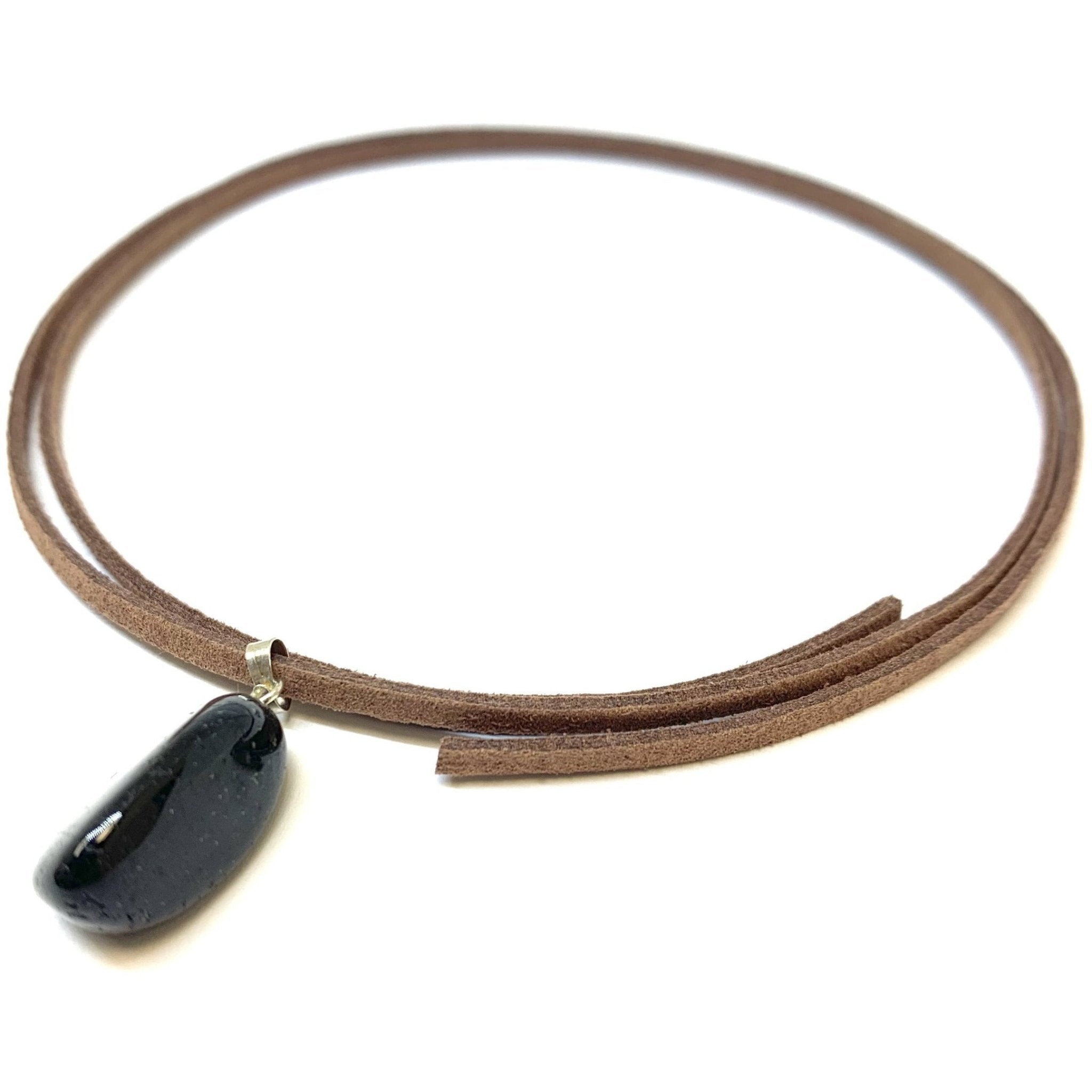 Black Tourmaline Tumbled Pendant Necklace