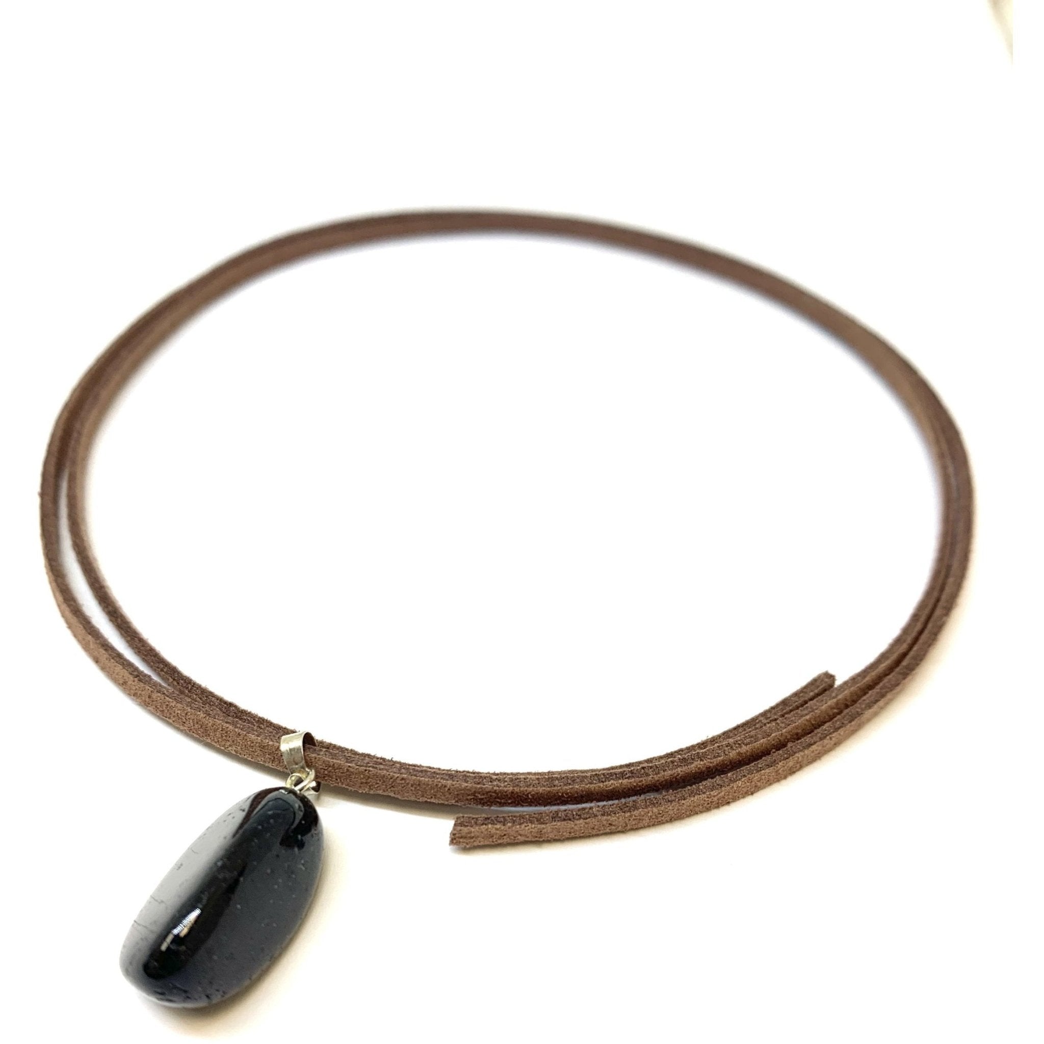 Black Tourmaline Tumbled Pendant Necklace
