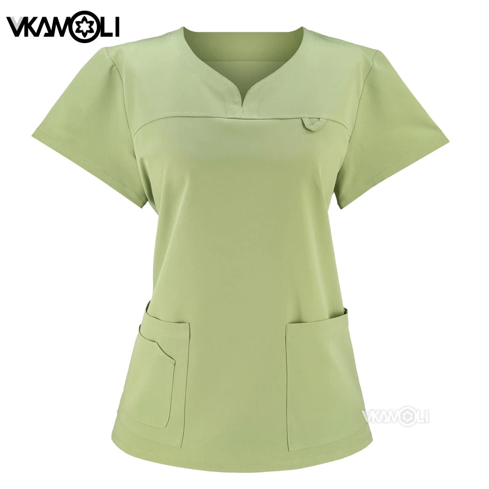 NEW Slim fitting elasticity scrubs sets Operating Room Medical Uniform scrubs uniform nurse women Solid color Surgery Suit