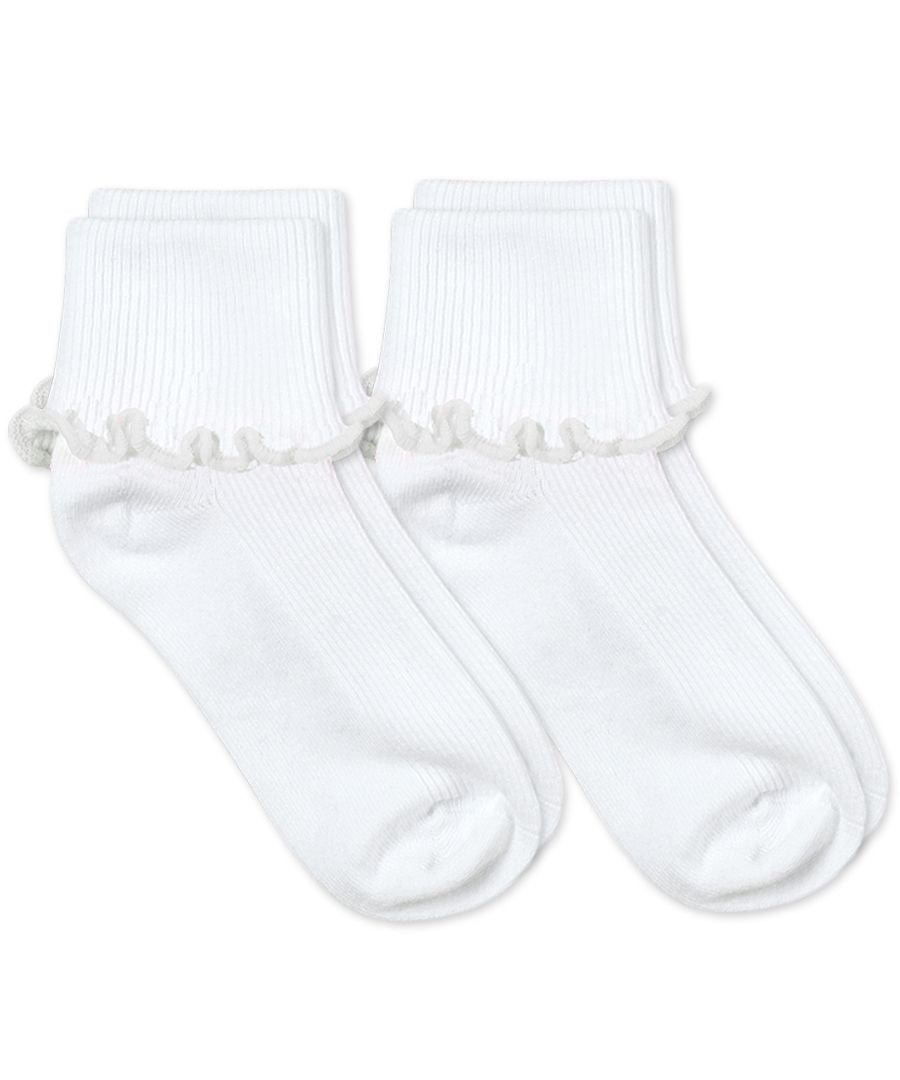 Jefferies Socks Ripple Edge Smooth Toe Turn Cuff Socks 2 Pair Pack | Style# 2221 White