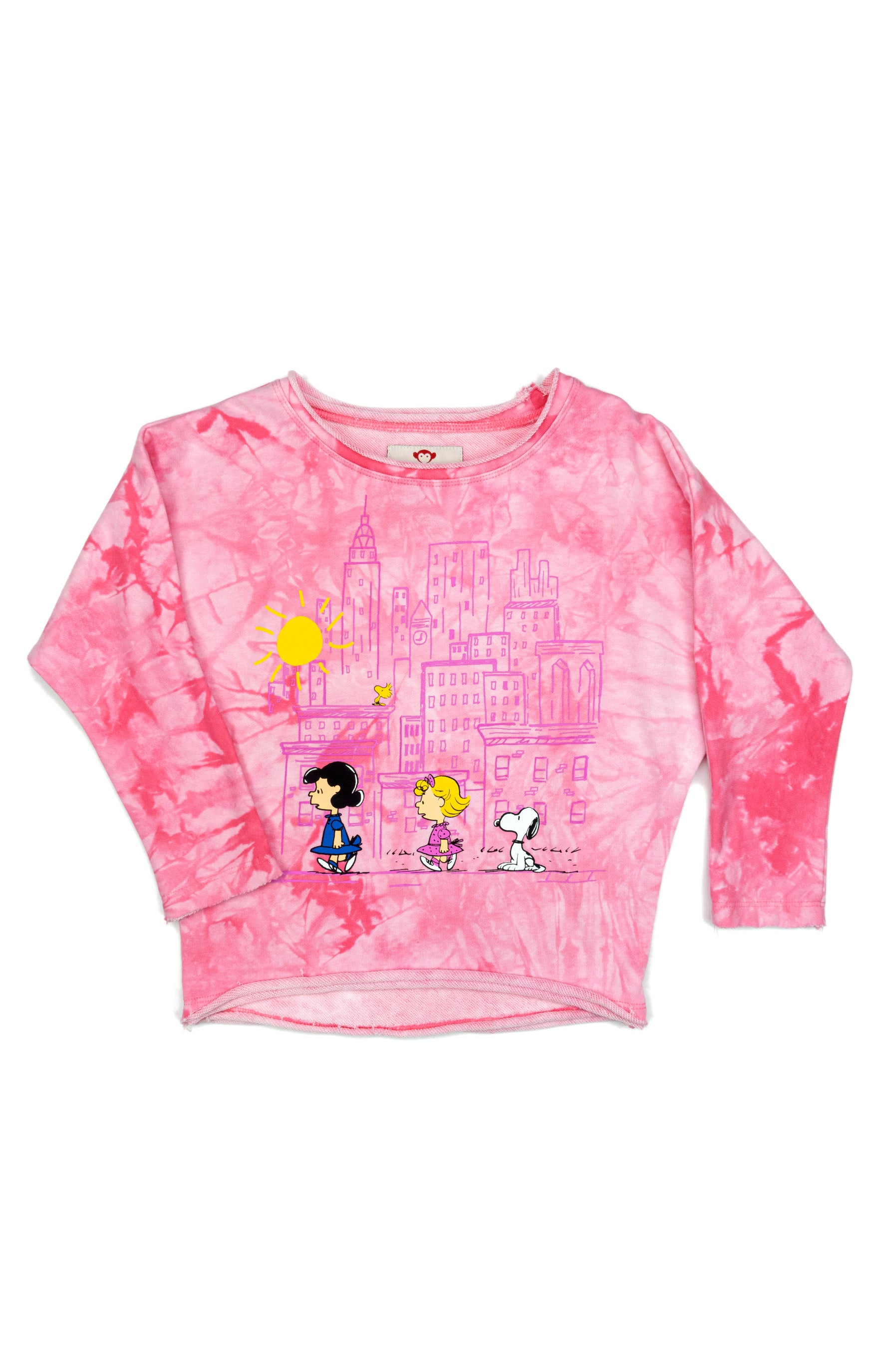 Peanuts Slouchy Sweatshirt | Light Pink Tie Dye