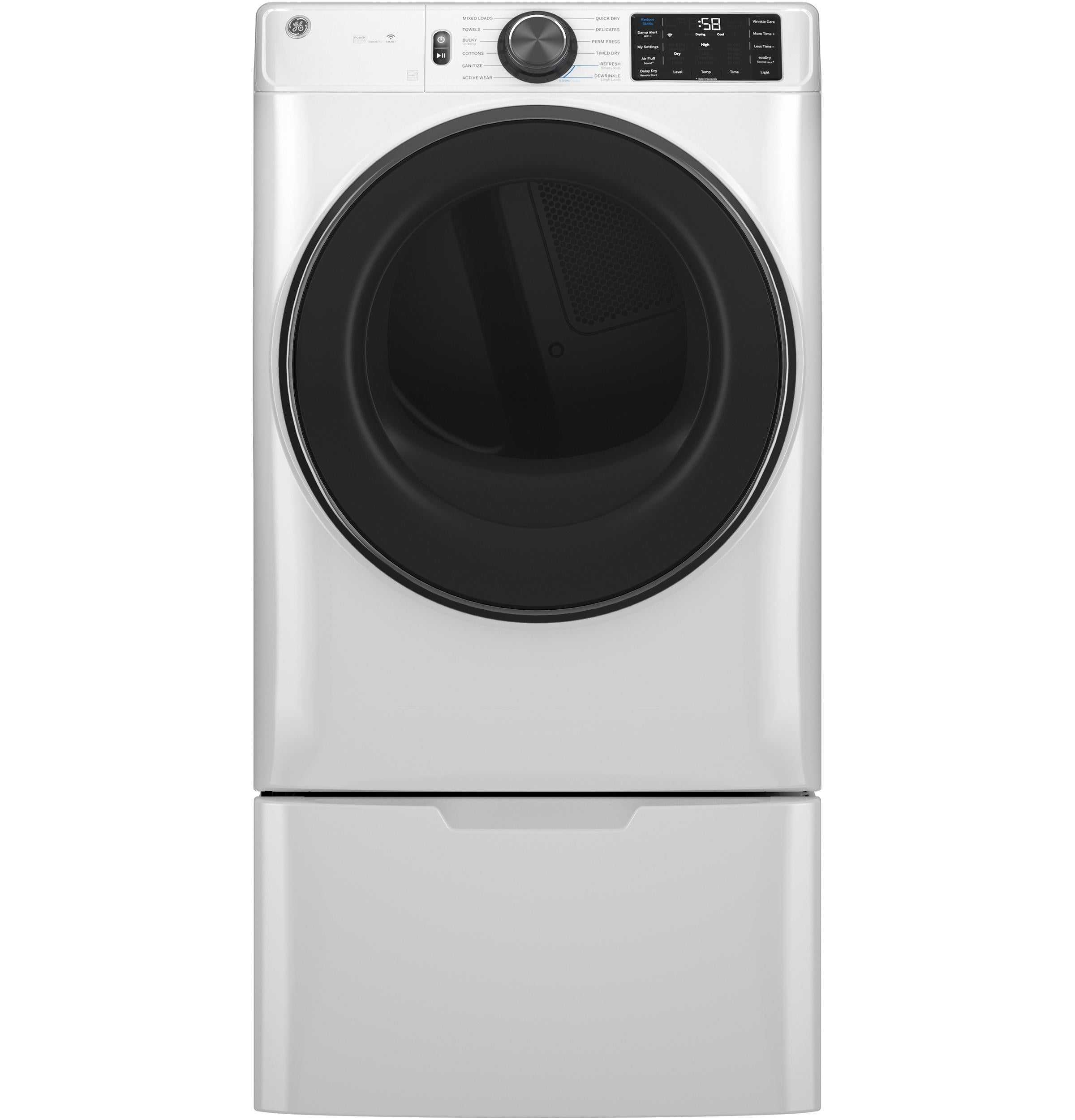 GE? ENERGY STAR? 7.8 cu. ft. Capacity Smart Front Load Electric Dryer with Steam and Sanitize Cycle