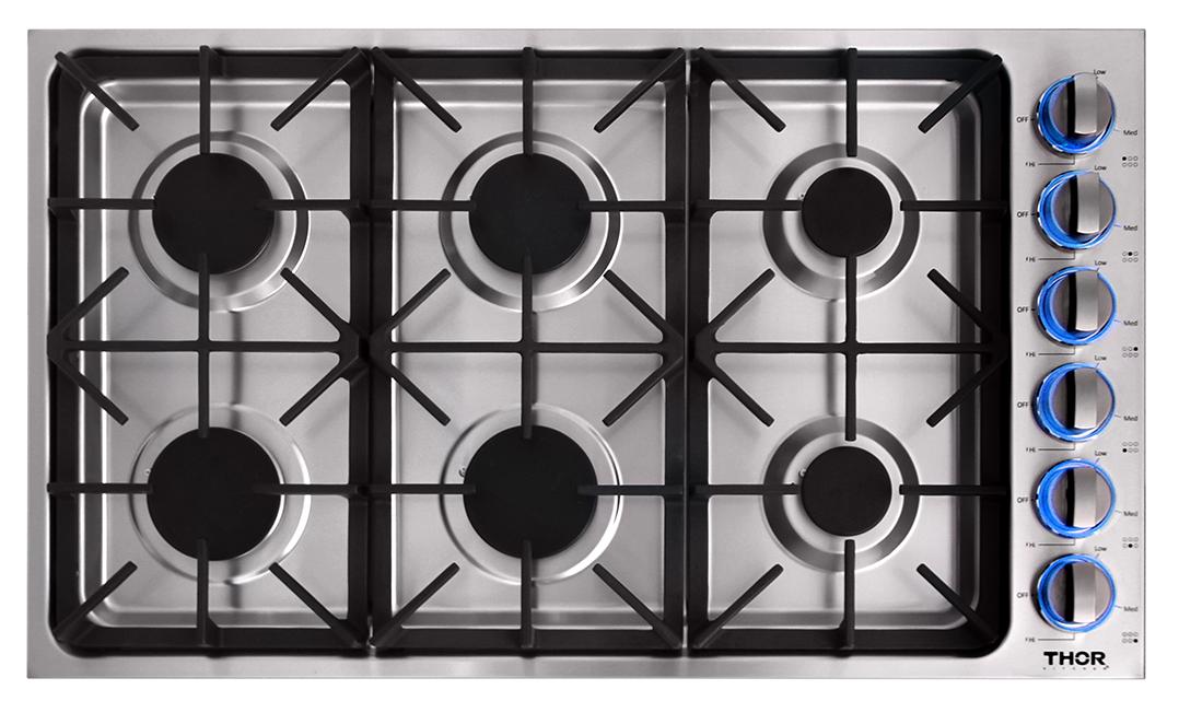 Thor Kitchen 36 Inch Professional Drop-in Gas Cooktop With Six Burners In Stainless Steel