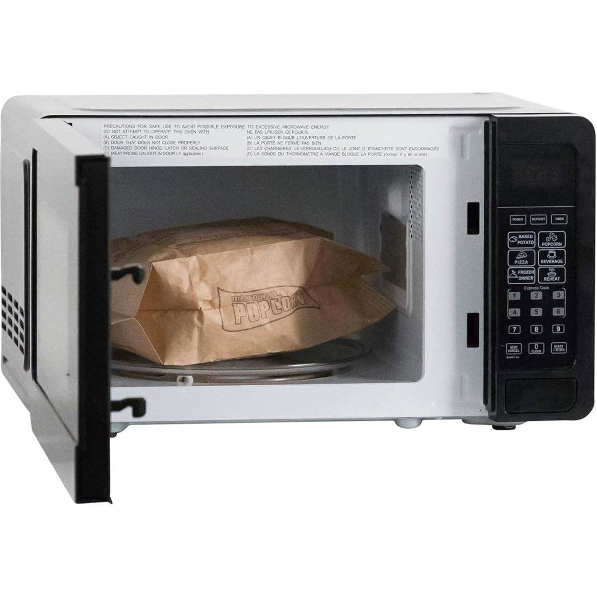 West Bend WBMW71B Microwave Oven 700-Watts Compact with 6 Pre Cooking Settings, Speed Defrost, Electronic Control Panel and Glass Turntable, Black