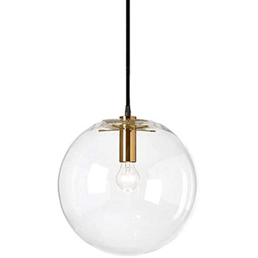 Brikey Spherical Clear Glass Ball Pendant Light Gold Head Glass