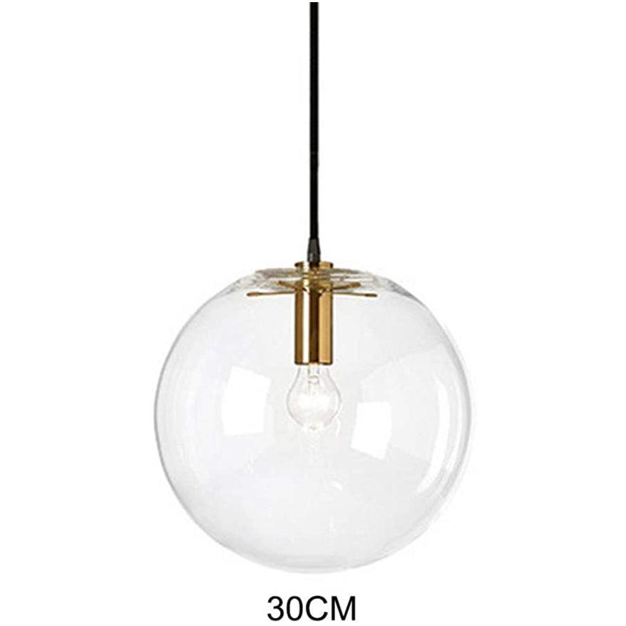 Brikey Spherical Clear Glass Ball Pendant Light Gold Head Glass