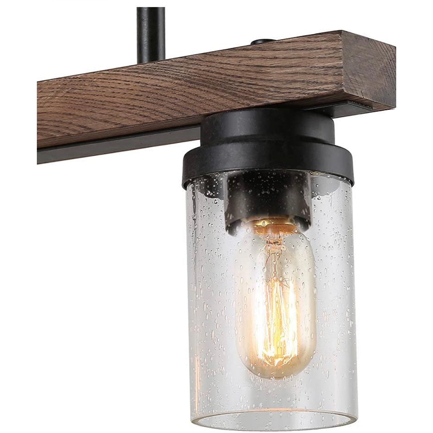 Anmytek Kitchen Island Pendant Lighting with Bubble Glass Shade Industrial Rustic Chandelier Retro Ceiling Light or Edison Vintage Hanging Light Fixture 5-Lights (C0039)