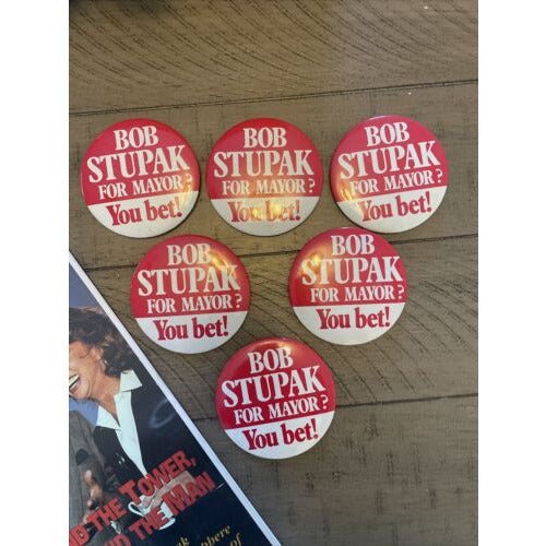 Bob Stupak For Mayor You Bet Pinback Badge You Bet 1987 Las Vegas Nevada NEW