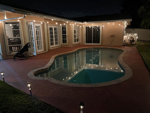 String Light Around Pool