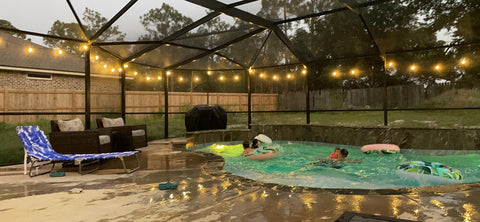String Light Around Pool