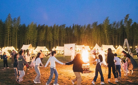 String Lights Around Fire Pit