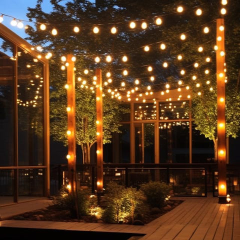 String Lights In Backyard