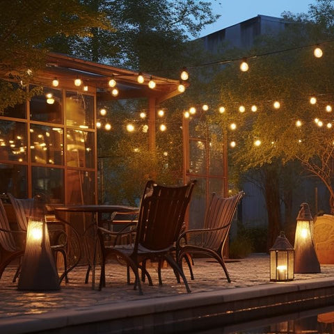 String Lights In Backyard