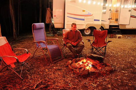 String Lights Around Fire Pit