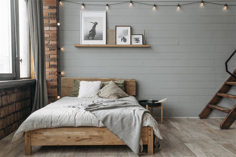 String Lights Bedroom Idea