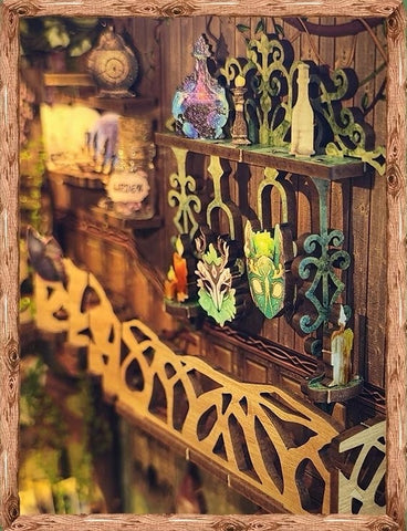 Green Fairyland DIY Book Nook Kit - 3D Wooden Book End - Bookshelf Inert Diorama - Miniature crafts