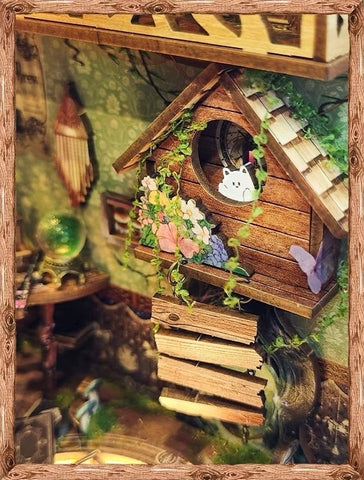 Green Fairyland DIY Book Nook Kit - 3D Wooden Book End - Bookshelf Inert Diorama - Miniature crafts