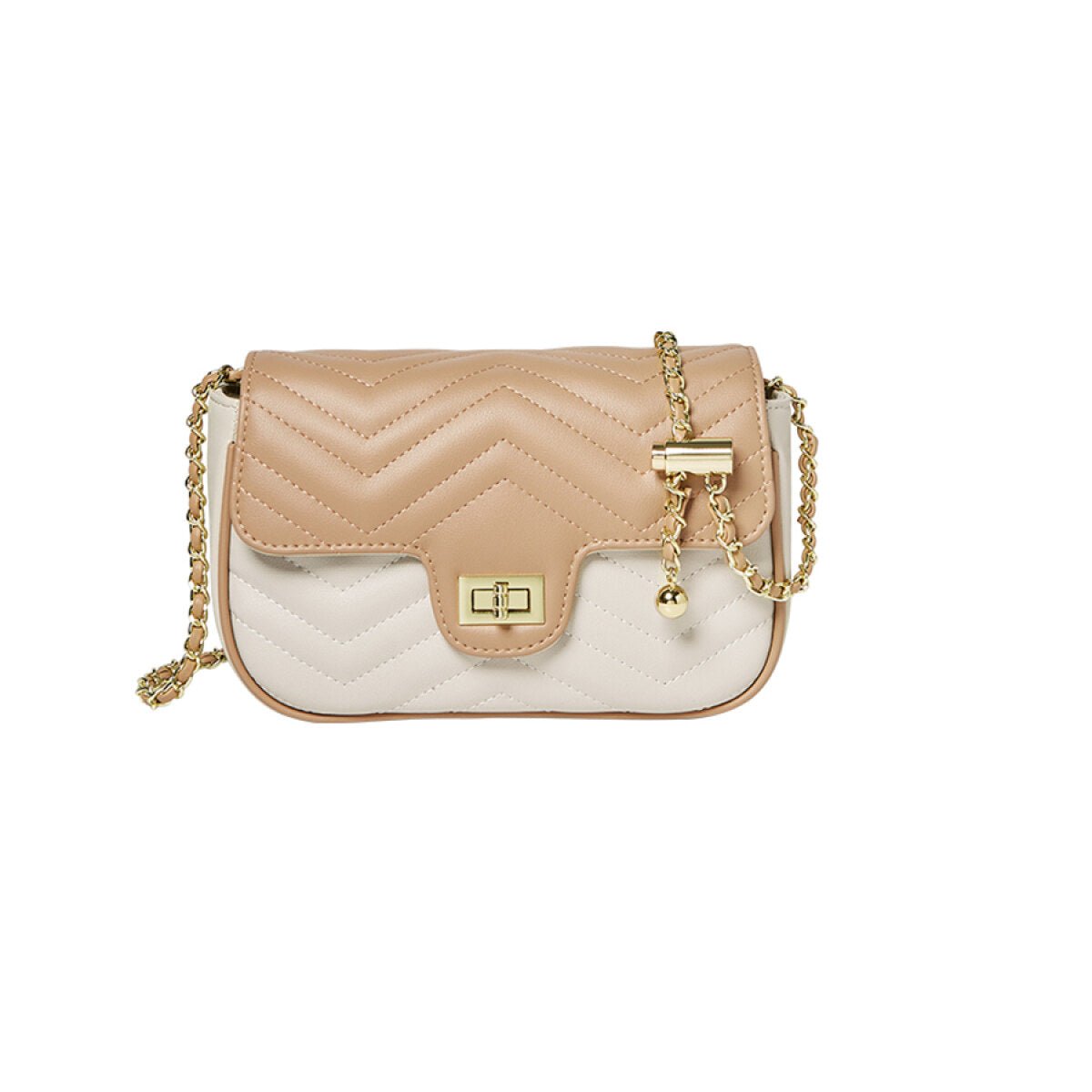 Apricot Ivy Chain Leather Shoulder Bag
