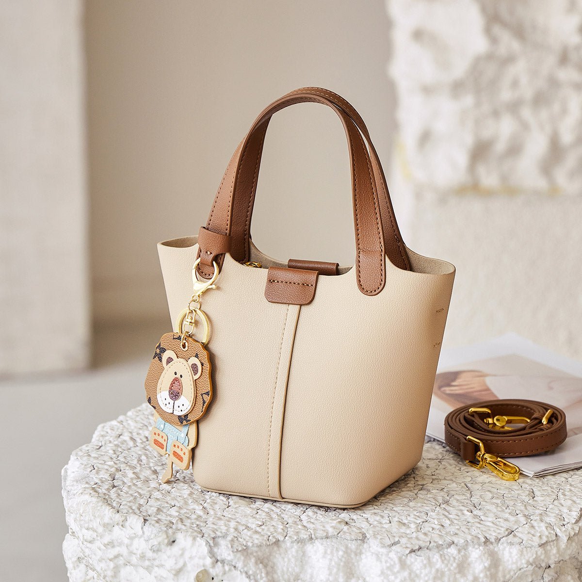 Apricot Luxury Leather Bucket Bag