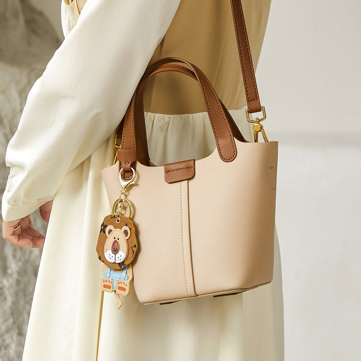 Apricot Luxury Leather Bucket Bag