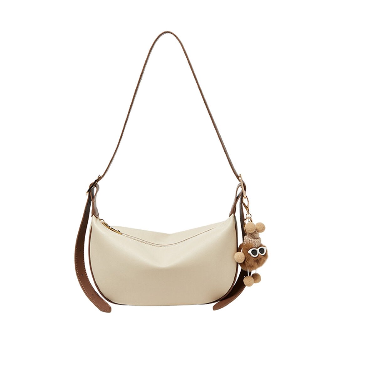 Beige Classic Isabella Leather Shoulder Bag