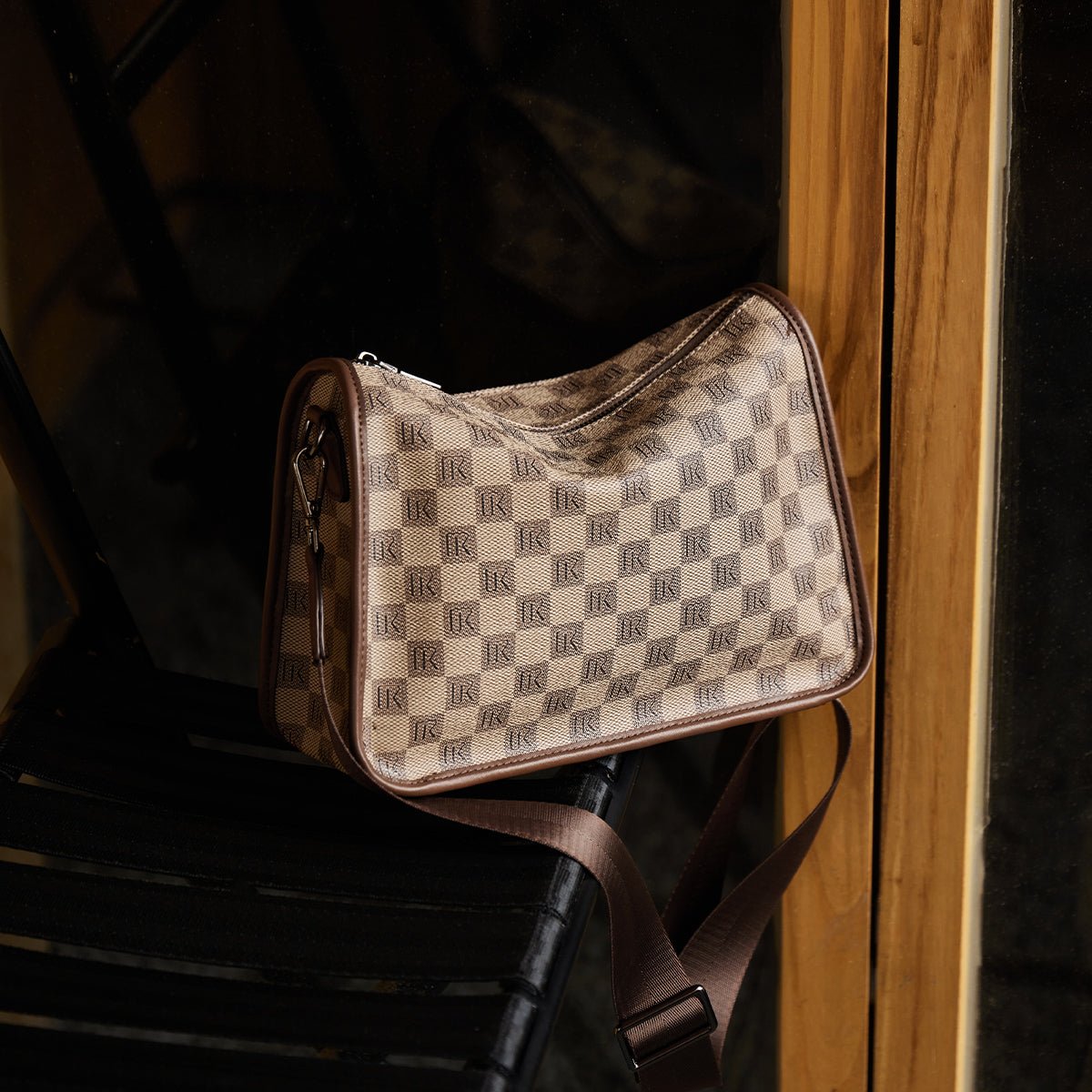 Checkerboard Monogram Khaki Shoulder Bag