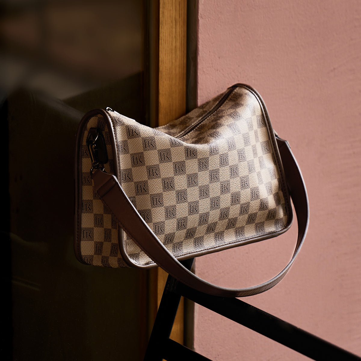 Checkerboard Monogram Khaki Shoulder Bag