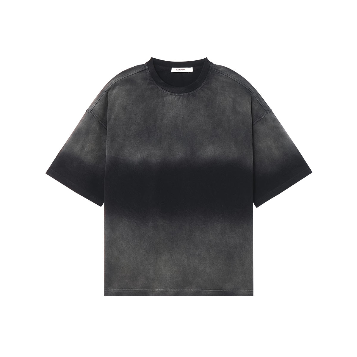 Distressed-effect Gradient Oversized?Charcoal Tee
