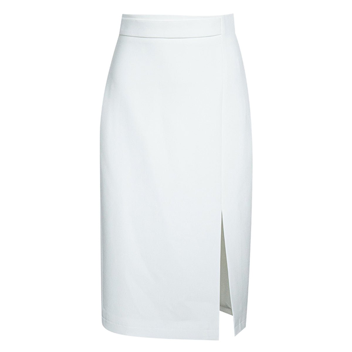 High-Waisted White Midi Skirt