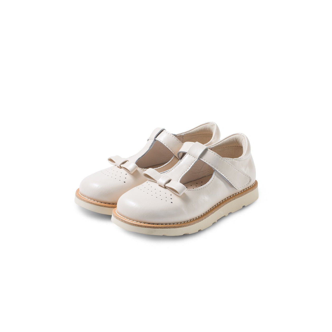 Little Bow Girl White Soft Sole T Bar Shoes