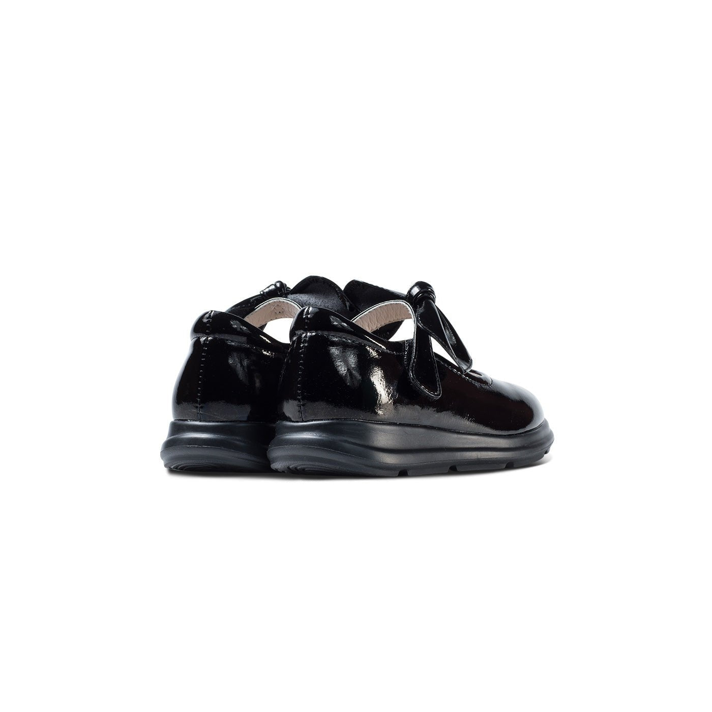 Pretty Bow Soft Sole Girl Patent Black School Shoes