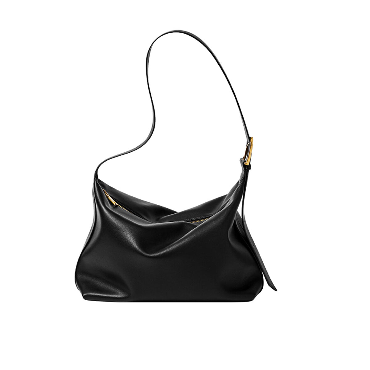Sleek Black Retro Leather Tote Bag