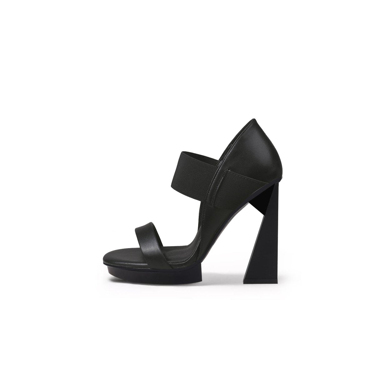 Suki Open-toe Trape-heel Black Sandals
