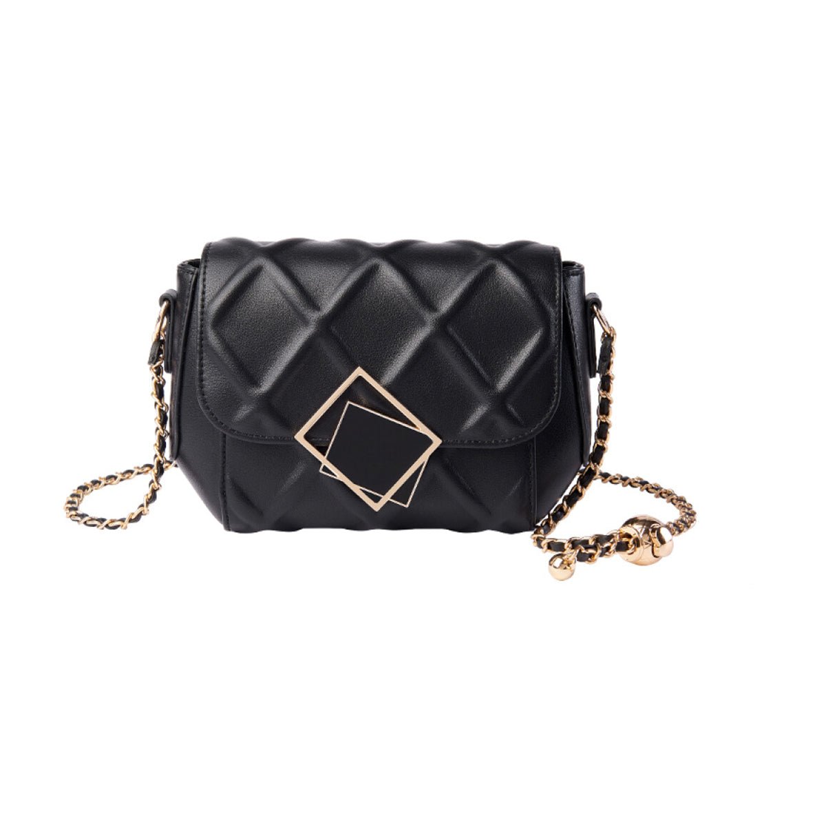 Trendy Black Leather Chain Shoulder Bag