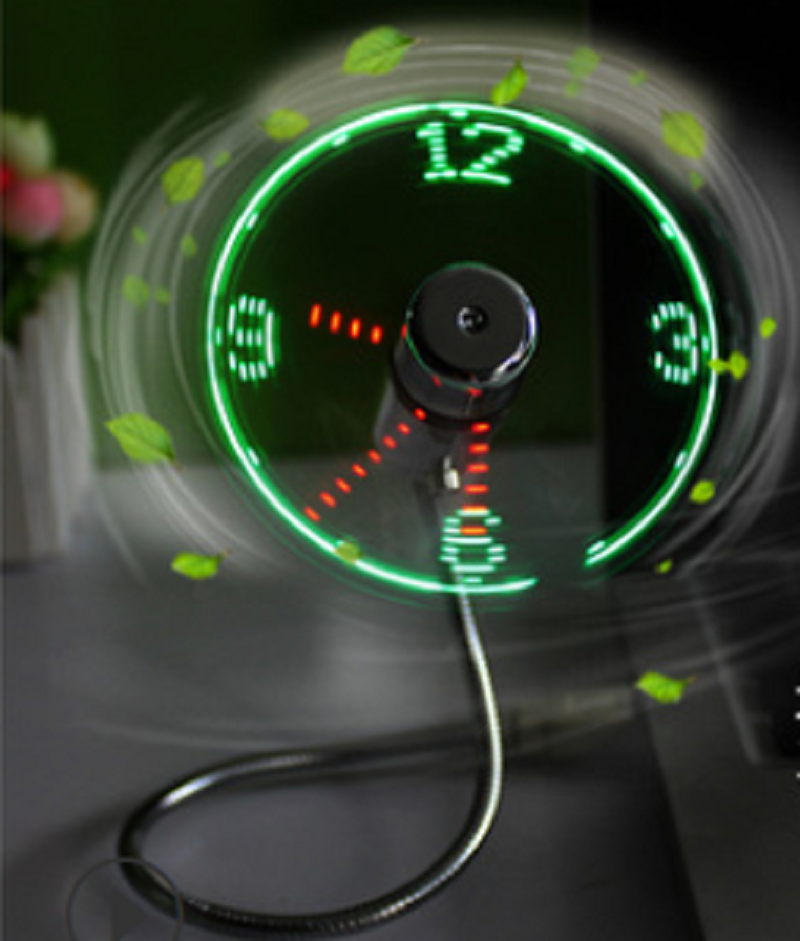 Mini USB LED Fan Adjustable Flexible Fan LED Light Time Clock