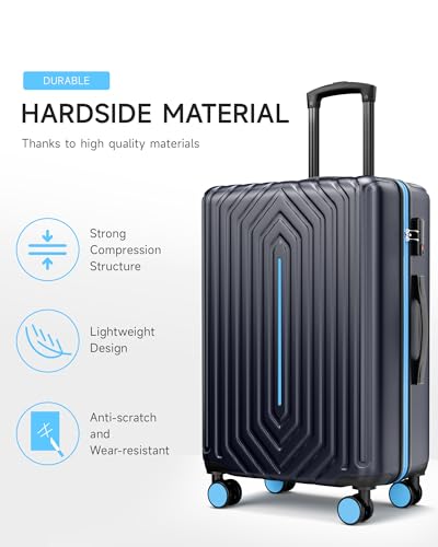SunnyTour Luggage Sets 3 Pieces with Spinner Wheels Hardside Suitcase Set for Travel Business, Blue