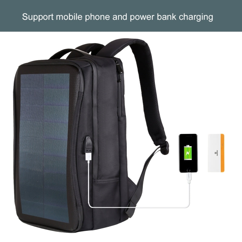 Waterproof Laptop Backpack with Solar Panel 12W Power and USB Charging Port