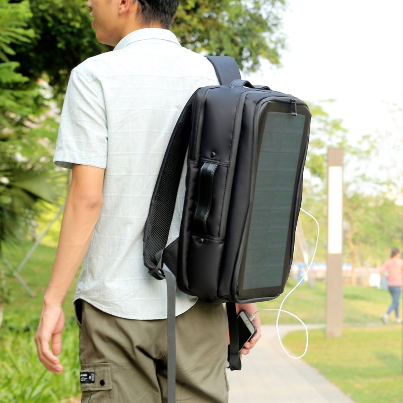 Waterproof Laptop Backpack with Solar Panel 12W Power and USB Charging Port