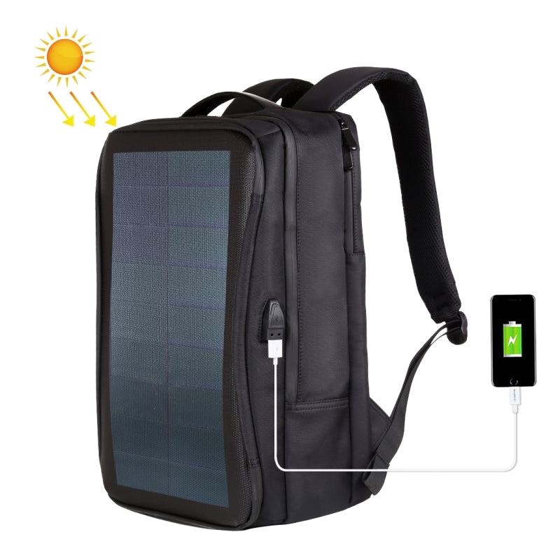 Waterproof Laptop Backpack with Solar Panel 12W Power and USB Charging Port