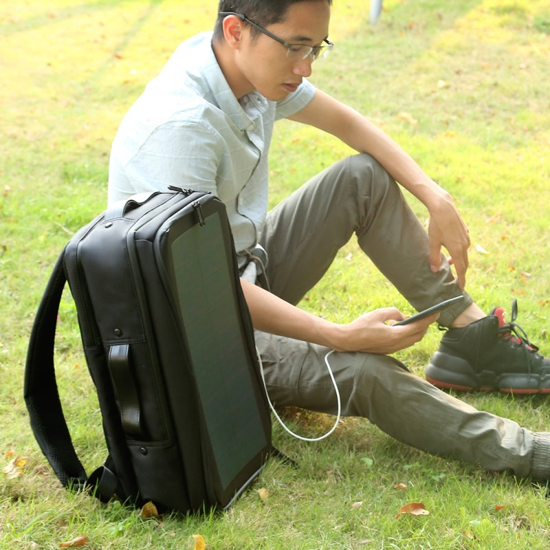 Waterproof Laptop Backpack with Solar Panel 12W Power and USB Charging Port