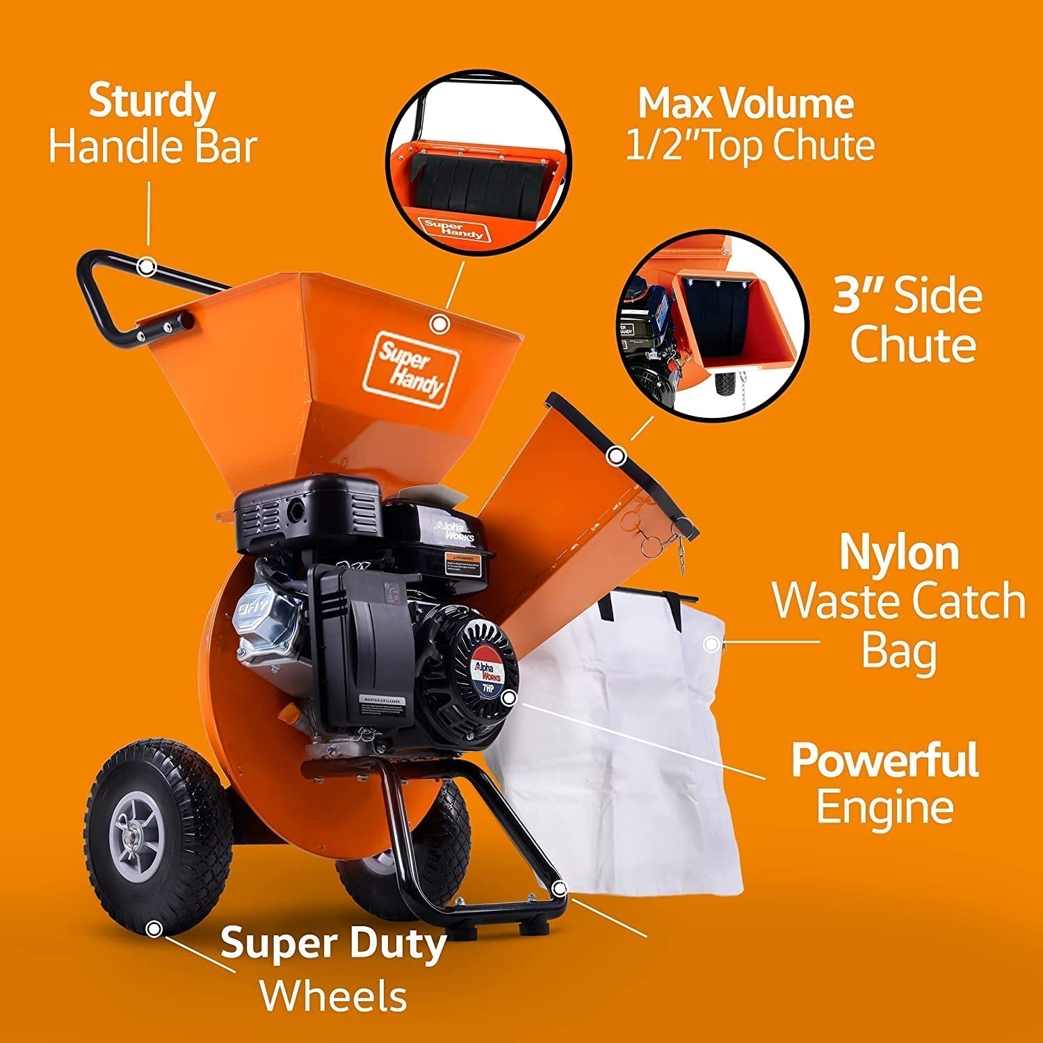 Superhandy Wood Chipper Shredder Mulcher Ultra Heavy Duty 7HP 3 in 1 Multi-Function 3